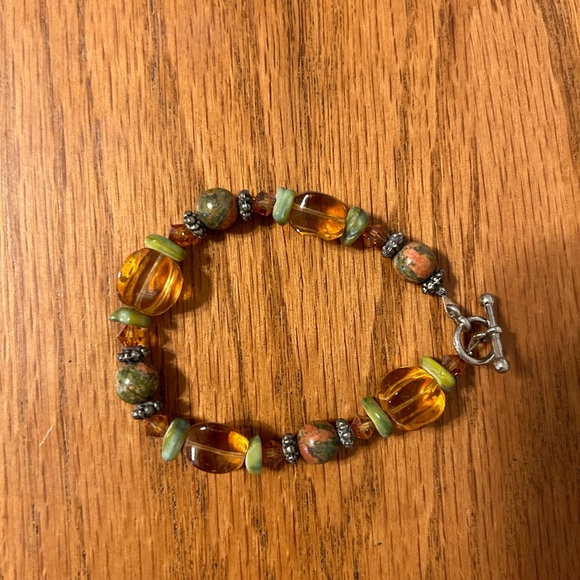 VINTAGE GLASS BEADS & SILVER BRACELET - Picture 2 of 3